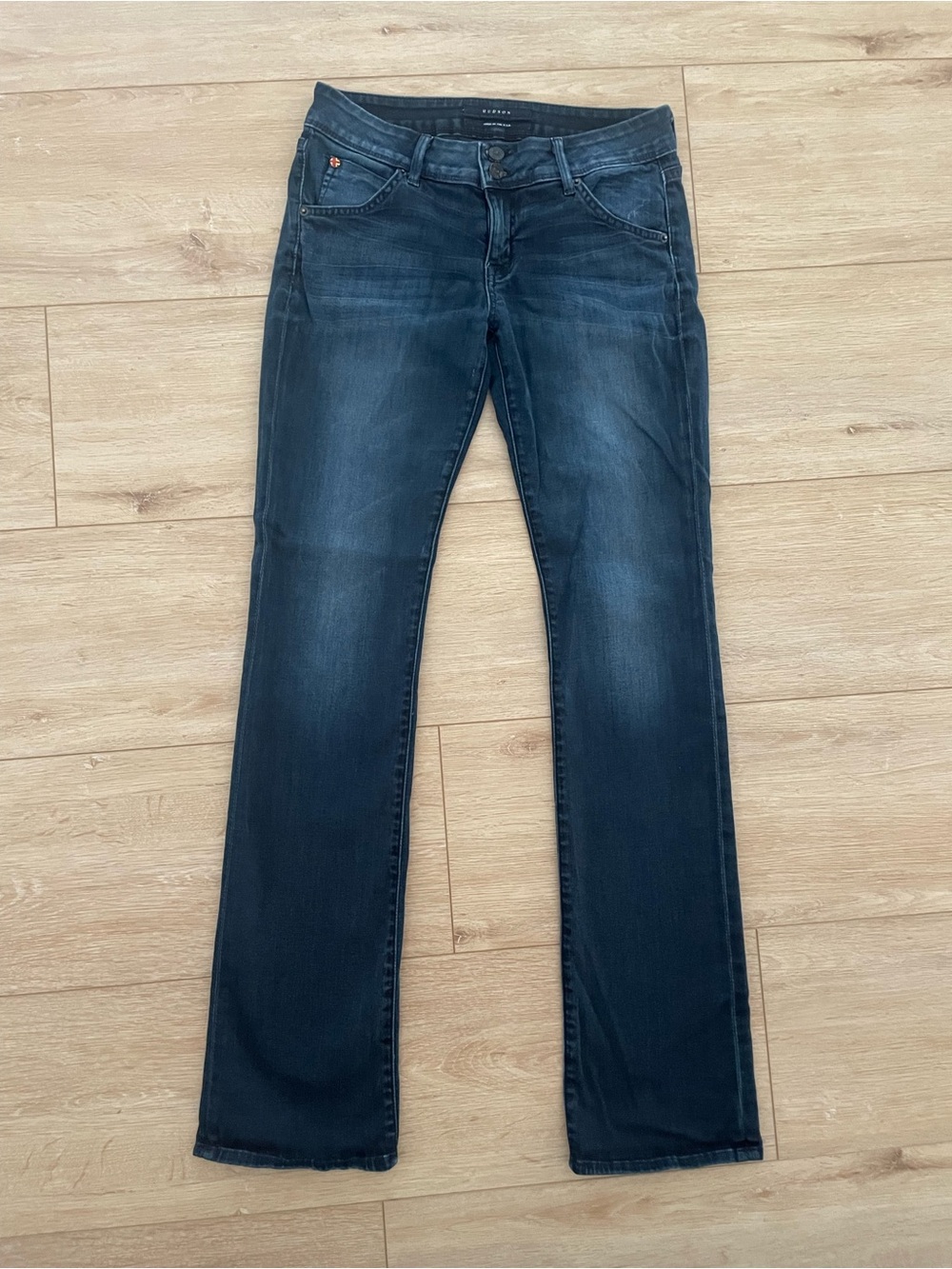 Hudson Beth Baby Bootcut Jeans Size 28 Dark Wash Flap Pocket Made USA